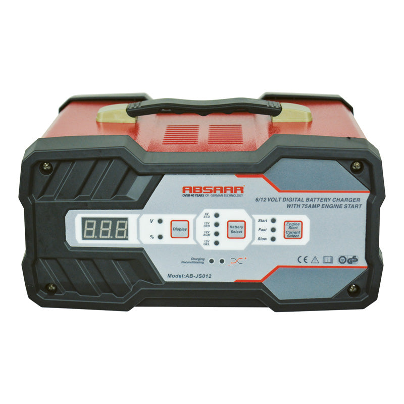 Absaar, Batterioplader & Jumpstarter 6V/12V - 75A Output - 120Ah Kapacitet