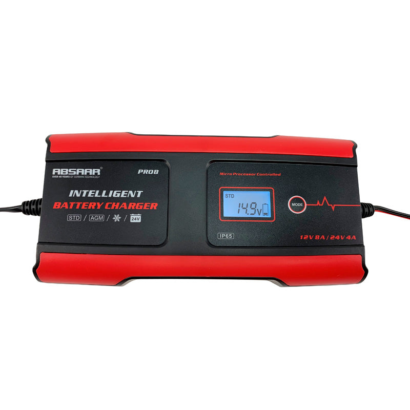 Absaar, Pro 8.0 Batterioplader 6/12V 8A - 11-trins med LCD-display