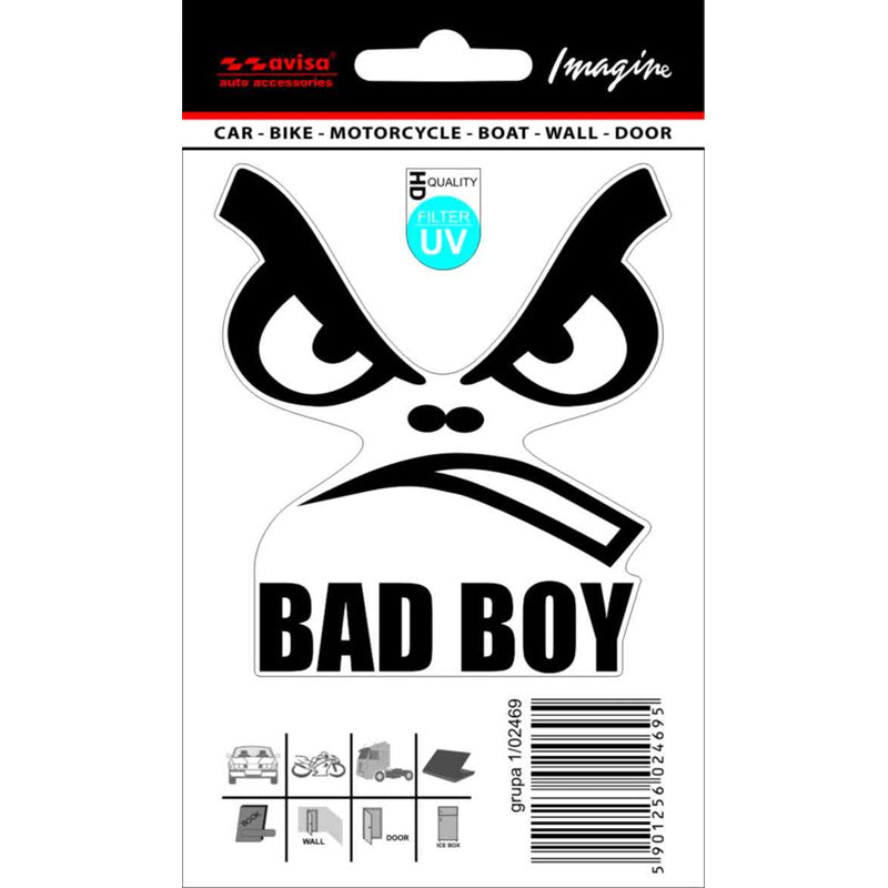 Avisa, Bad Boy Sticker - Svart - 7,5x8,5cm