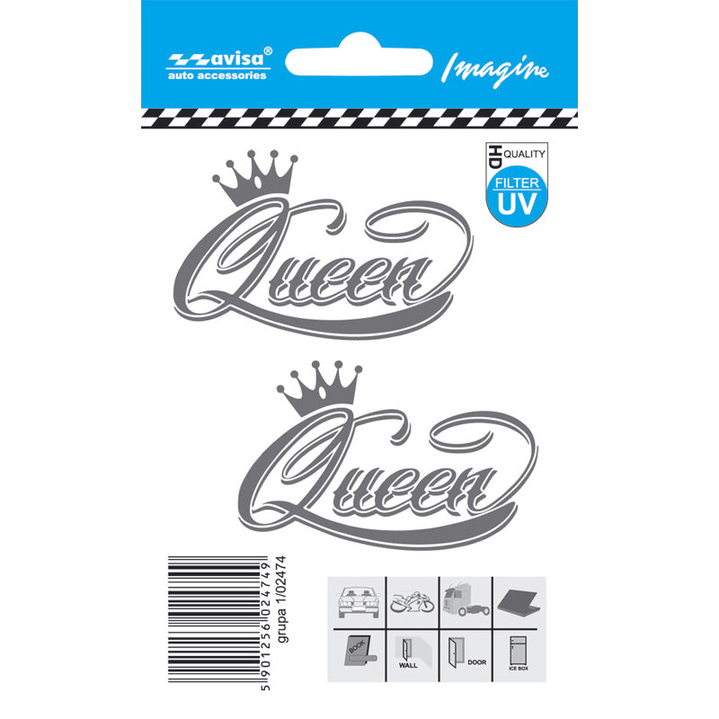 Avisa, Auto Tattoo Klistermærke QUEEN - 2 stk - 6,3x4cm