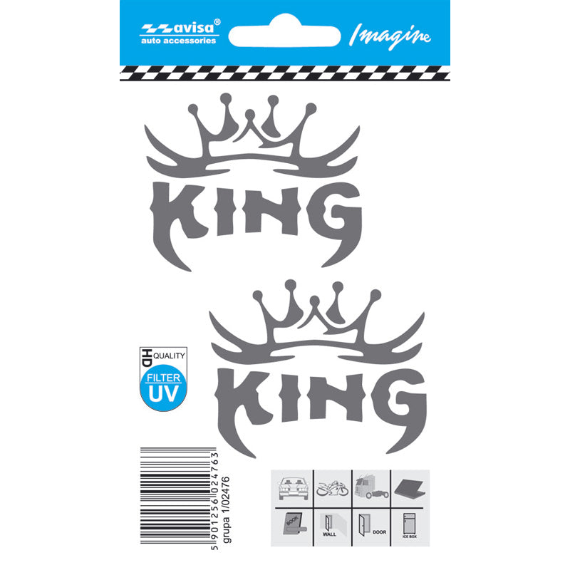 Avisa, Auto Tattoo Sticker KING - 6x4,9cm - 2 stk.