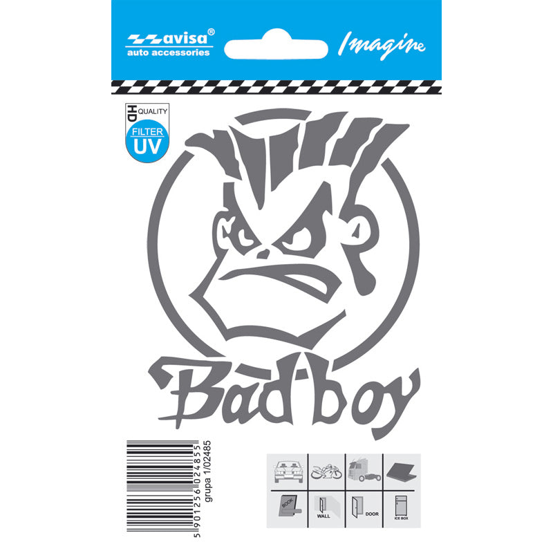 Avisa, Bad Boy Auto Tattoo Sticker - Sølv - 8,1x9,8cm