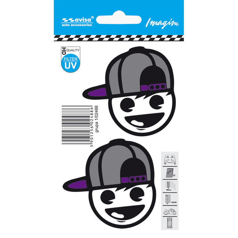 Avisa, Auto Tattoo Sticker Boy i baseballkeps - 2 st - 6,4x6,1cm