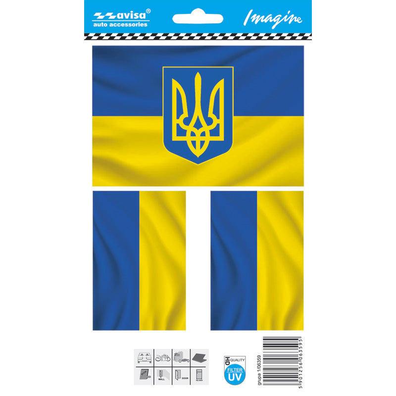 Avisa, Auto Tattoo Sticker Ukraine/Flagga - 12,7x8,5cm