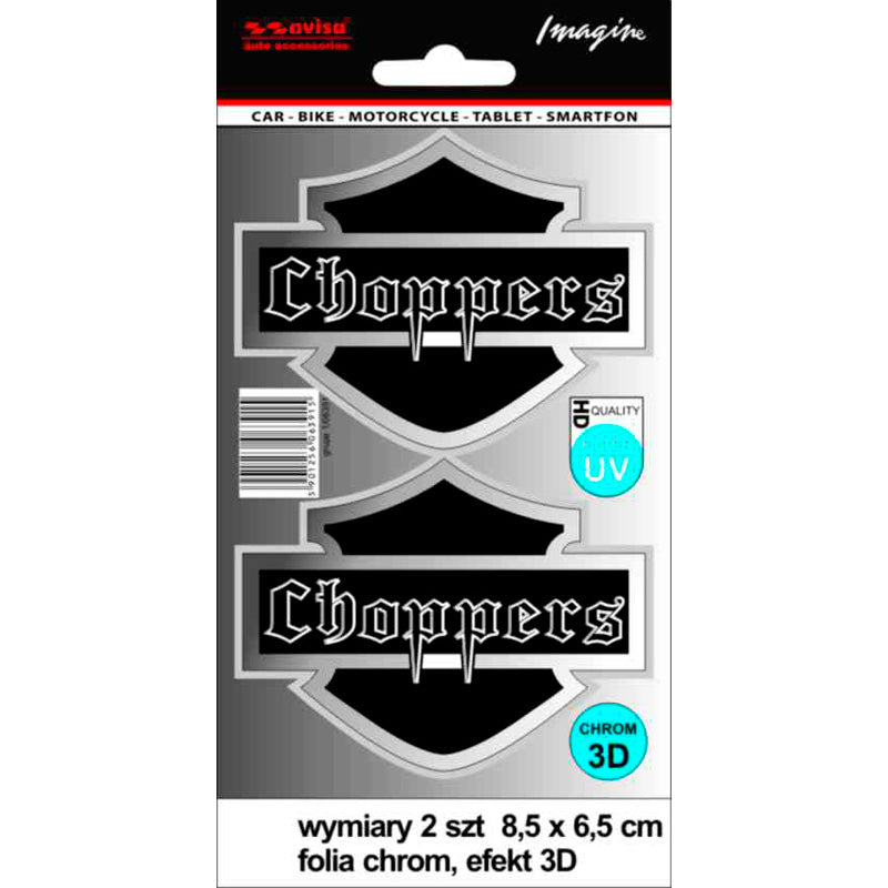 Avisa, Chrome Chopper AutoTattoo Sticker - 2 st - 8,5 x 6,5 cm med UV-filter