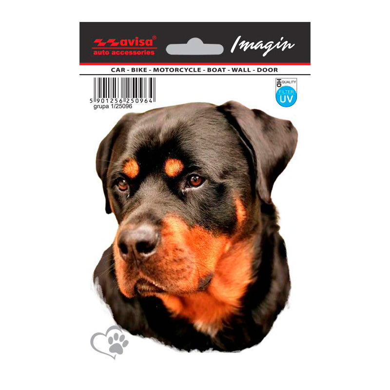 Avisa, Rottweiler Auto Tattoo Klistermærke - 13,5x11cm