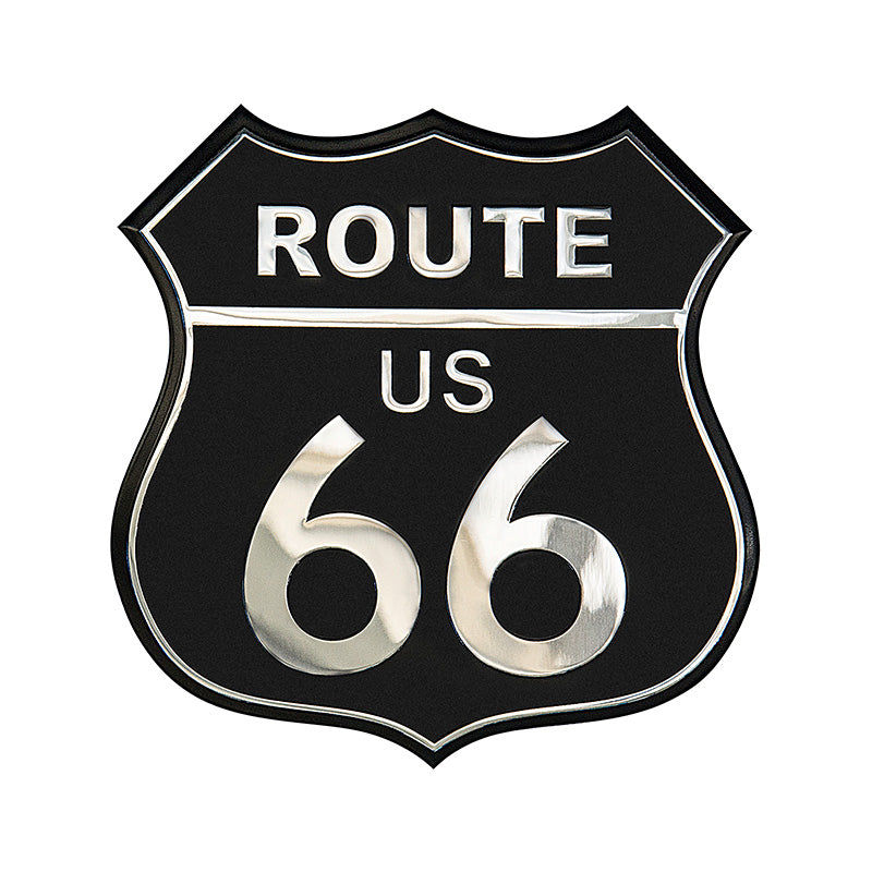 Avisa, Aluminium Emblem - ROUTE 66 - Sort - 8x8cm