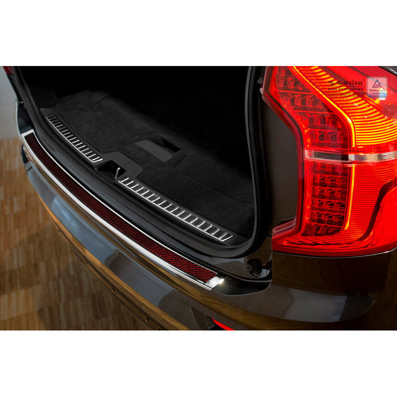 Avisa, Bagkofangerbeskytter, DeLuxe, Rustfritstål, passer til Volvo XC90 2015- Chrome/Red-Black Carbon