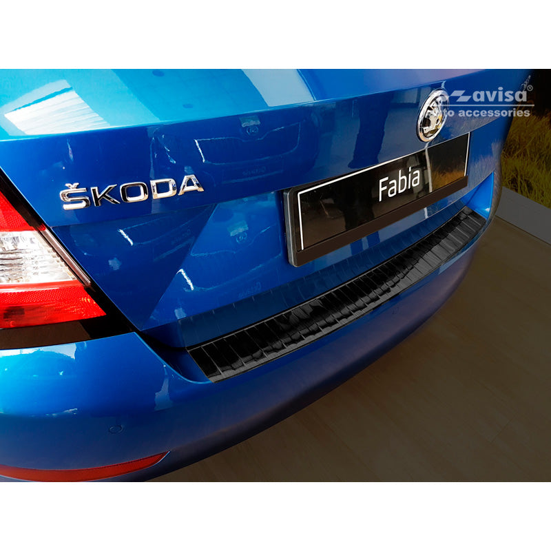 Avisa, Bagkofangerbeskytter, Sort, Rustfritstål, passer til Skoda Fabia III HB 5-døre Facelift 2018-2021 'Ribs'