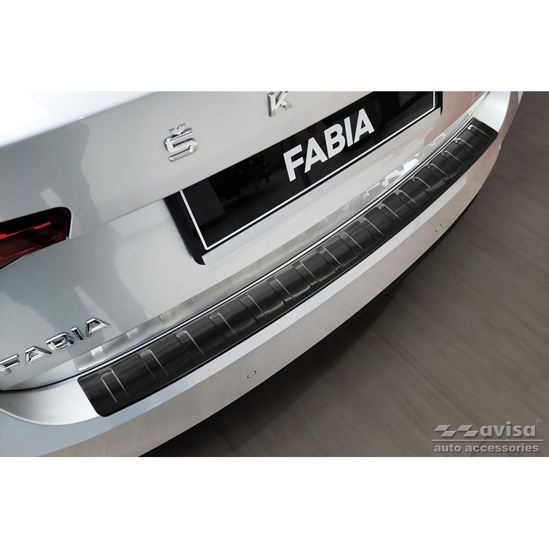 Avisa, Bagkofangerbeskytter, Sort, Rustfritstål, passer til Skoda Fabia IV Hatchback 2021- 'Ribs'