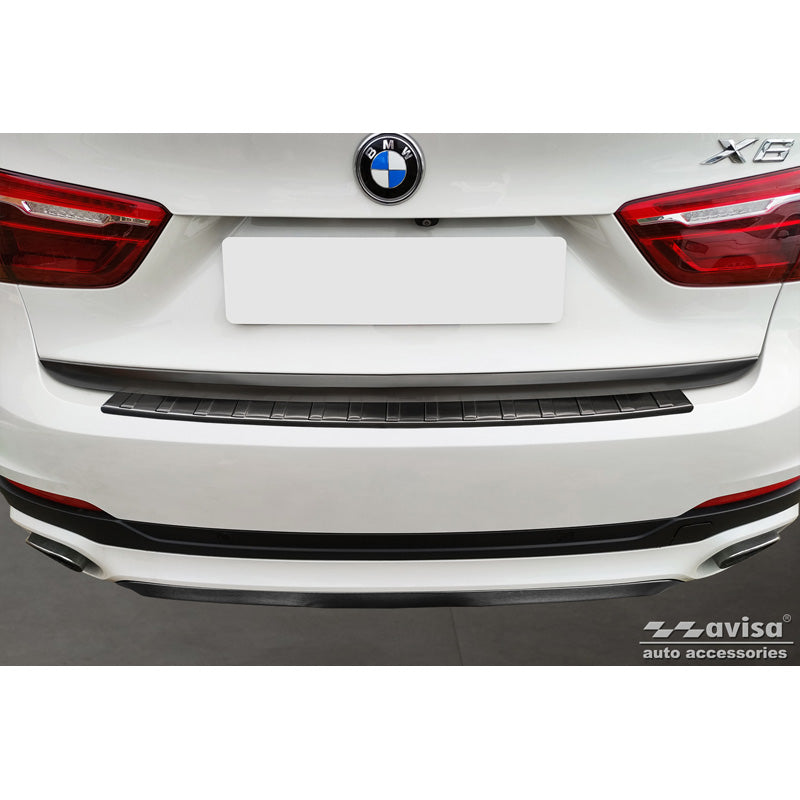 Avisa, Bagkofangerbeskytter, Sort, Rustfritstål, passer til BMW X6 F16 2014-2019 'Ribs' excl. M-Package