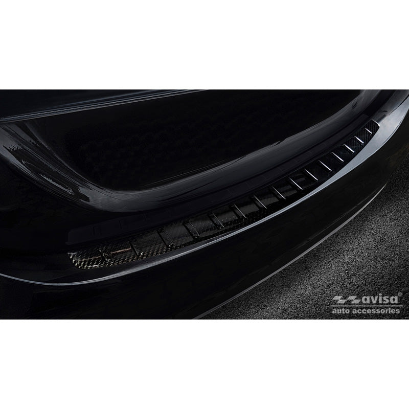 Avisa, Bagkofangerbeskytter, 3D ægte carbon, passer til Mercedes C-Class W205 Sedan 2014-2019 & FL 2019-2021 'Ribs'