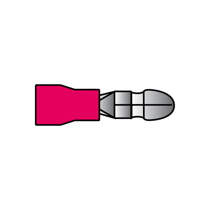 Carpoint, Male Auto Bullet Terminaler - Rød - 3,96mm - 10 Stk.