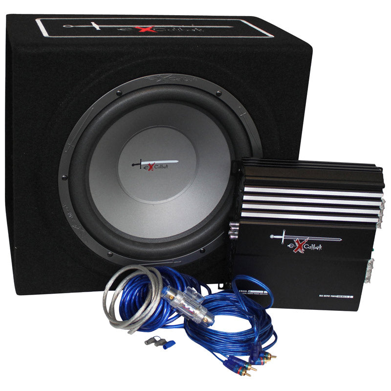 Excalibur, BASS Boombox Sæt - 1000W - 12" Subwoofer med 2-kanals Forstærker