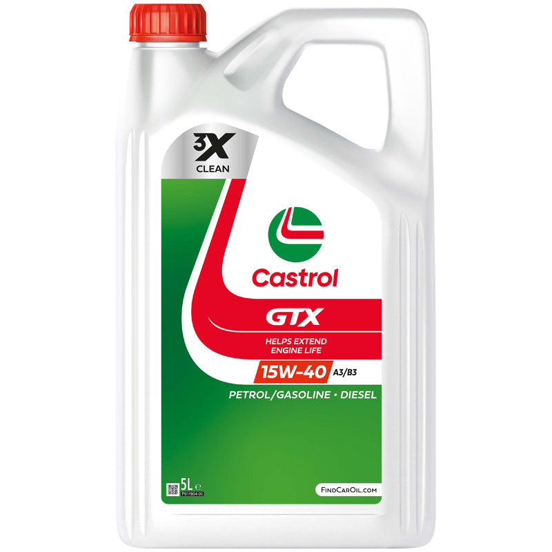 Castrol, GTX Motorolie 15W-40 A3/B3 - 5 Liter - Anti-Sludge Teknologi