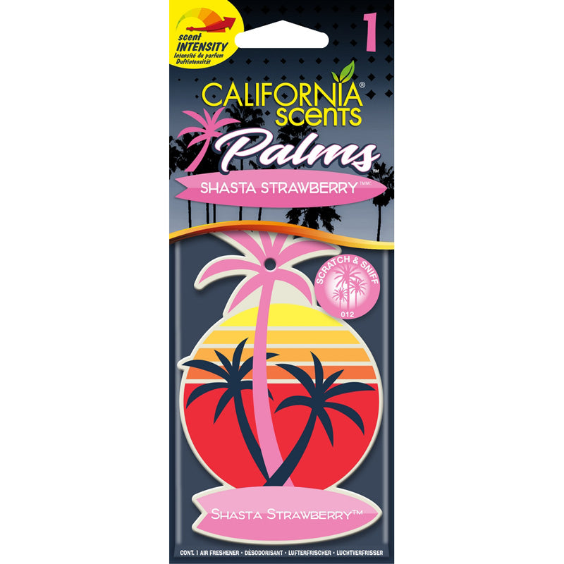 California Scents, Palm Tree Air Freshener - Shasta Strawberry - 1 st.