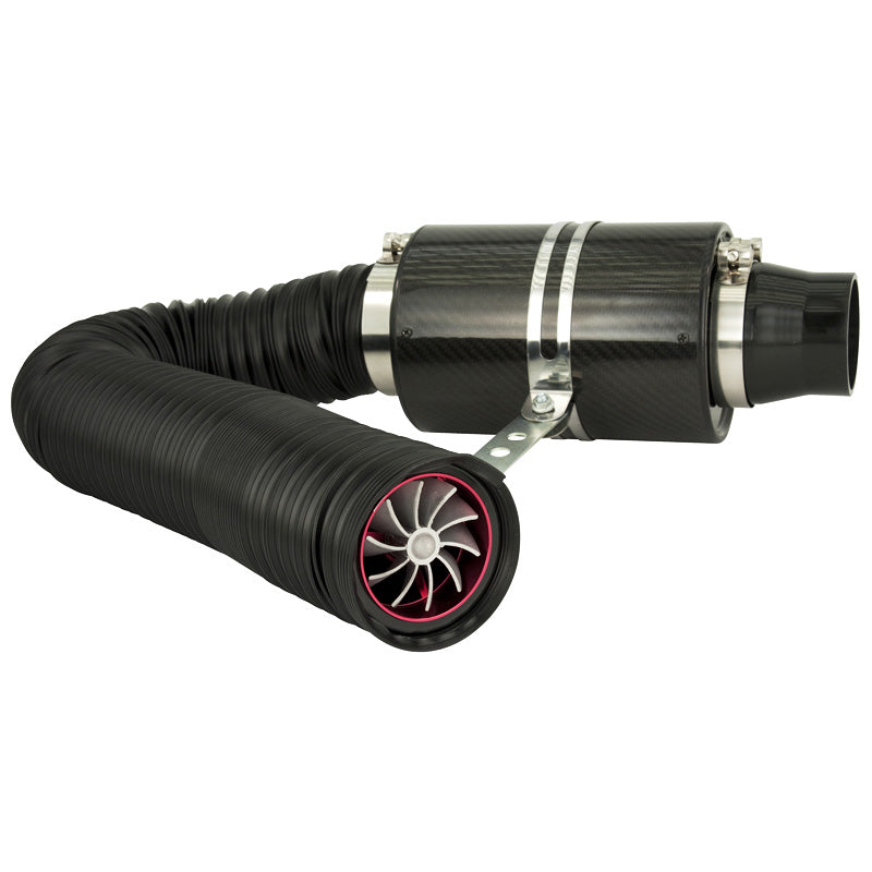 AutoStyle, Universal Luftfilter System med Turbo Blæser - Carbon Look - 1m Slange - 2 Adaptere