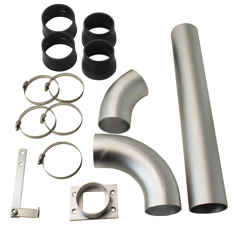 AutoStyle, Universelt DIY Air-Intake Kit - Anodiseret Sølv - Matt Aluminium - 76mm