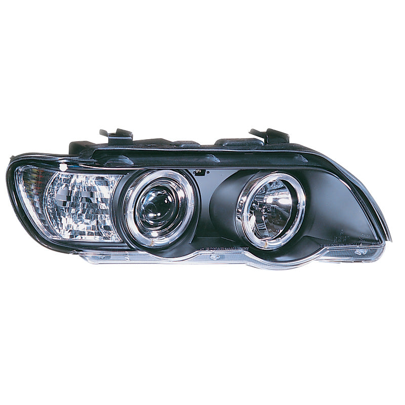 Forlygter, passer til BMW X5 E53 2000-2004 - sort - incl. Halos