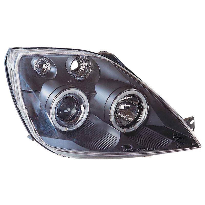 Forlygter, passer til Ford Fiesta VI 2002-2008 - sort - incl. Halos