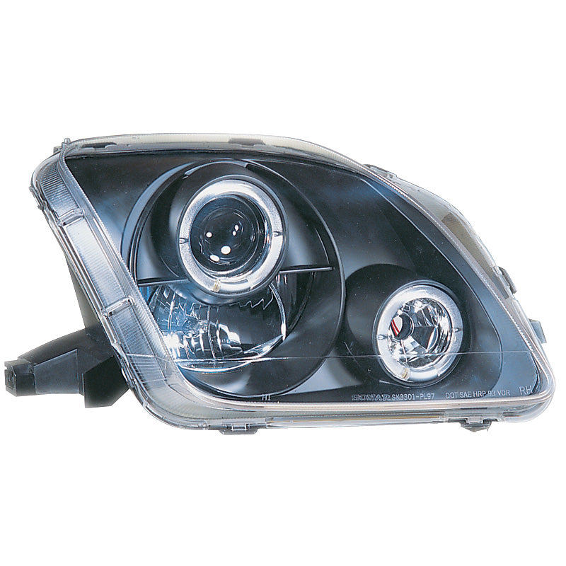 Forlygter, passer til Honda Prelude 1997-2001 - sort - incl. Halos