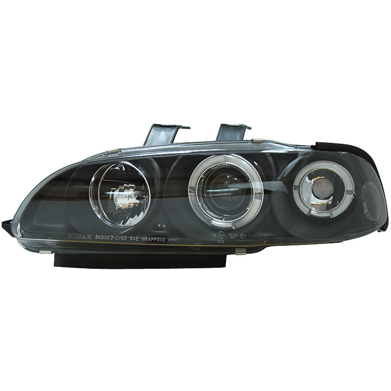 Forlygter, passer til Honda Civic 2/3-døre 1992-1995 - sort - incl. Halos & Indicators