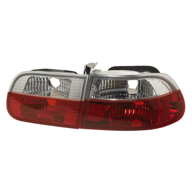 Baglygter, passer til Honda Civic HB 3-døre 1992-1995 - Red/Crystal