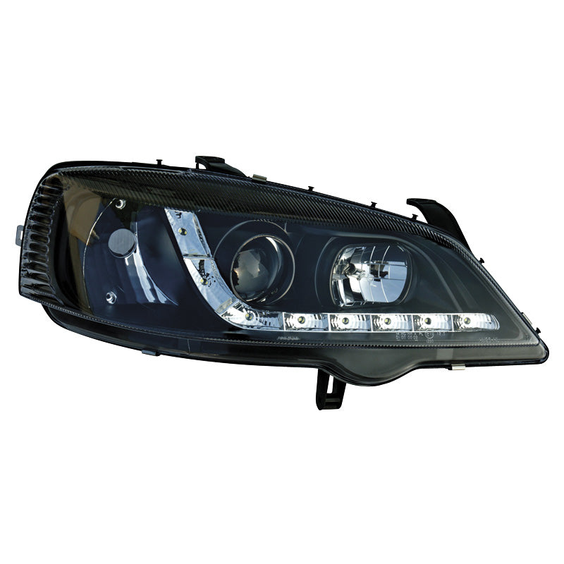 Forlygter, DRL-Look passer til Opel Astra G 1998-2003 - sort