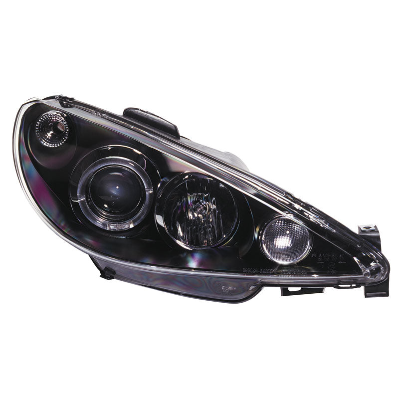 Forlygter, passer til Peugeot 206 2002- incl GTi 1999- - sort - incl. Halos