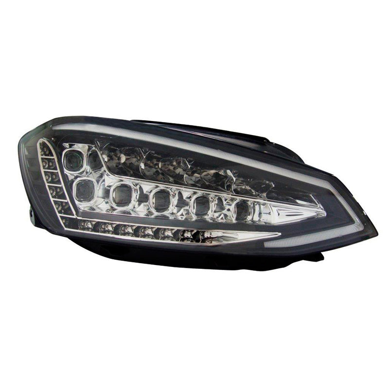 Forlygter, Full-LED incl. DRL passer til Volkswagen Golf VII 2012-2017 - sort - inkl. justeringsmotor