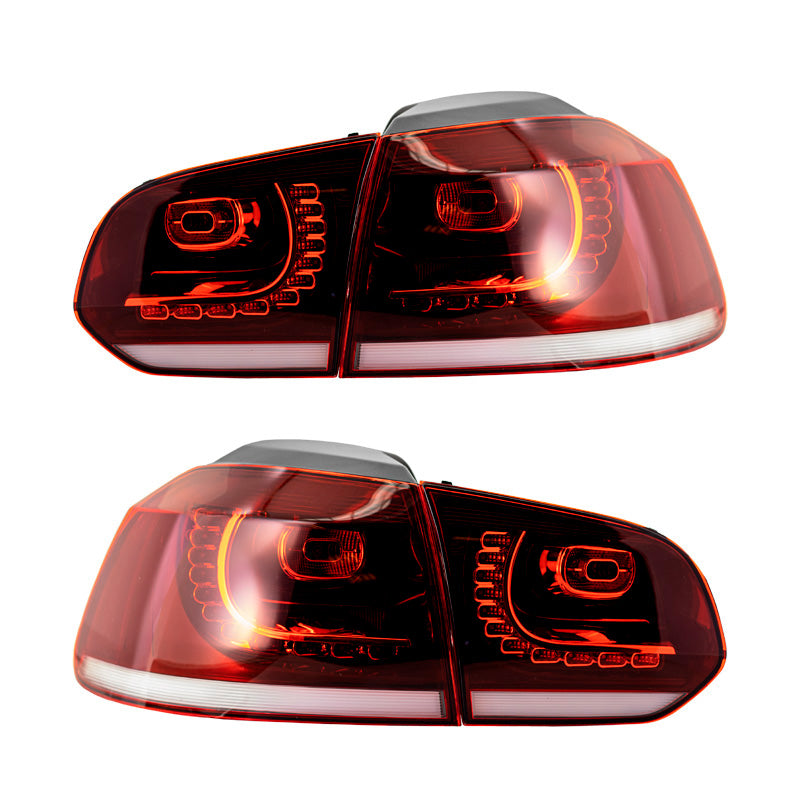 AutoStyle, R-Look LED Baglygter - Rød/Klar/Røg - Inkl. Dynamisk Blinklys - passer til Volkswagen Golf VI 2008-2012 excl. Variant