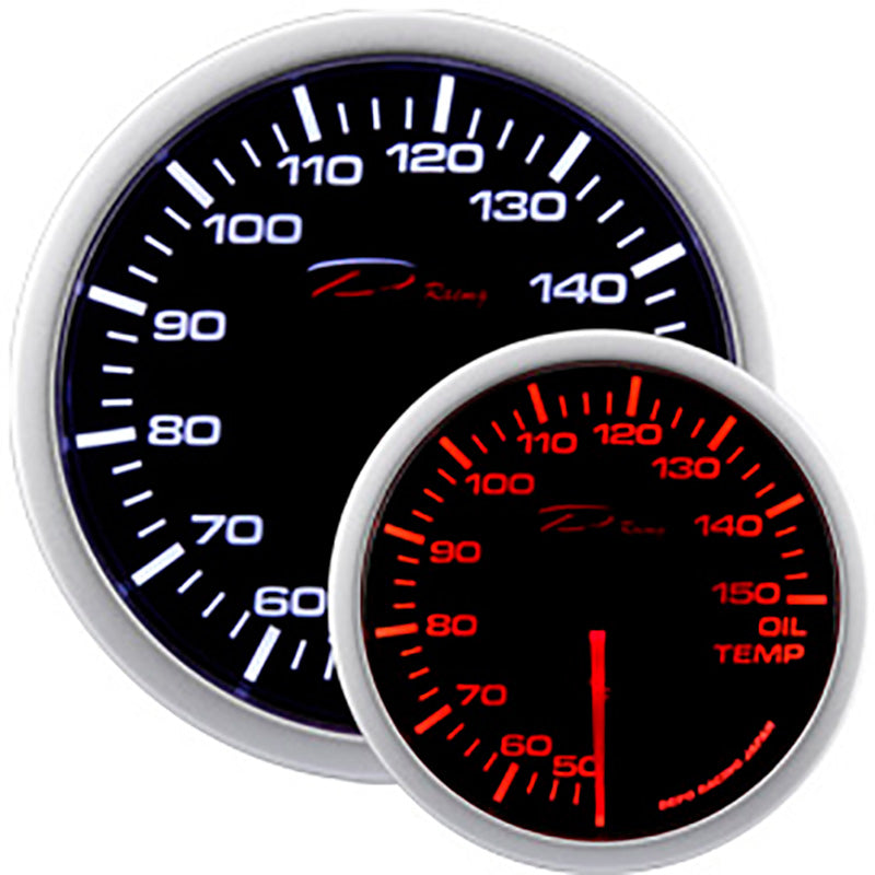 Depo Racing, WA-Series Instrument/Gauge - Olies temperatur 50-150C - 52mm - Røget Linse - Inkl. Kop Holder