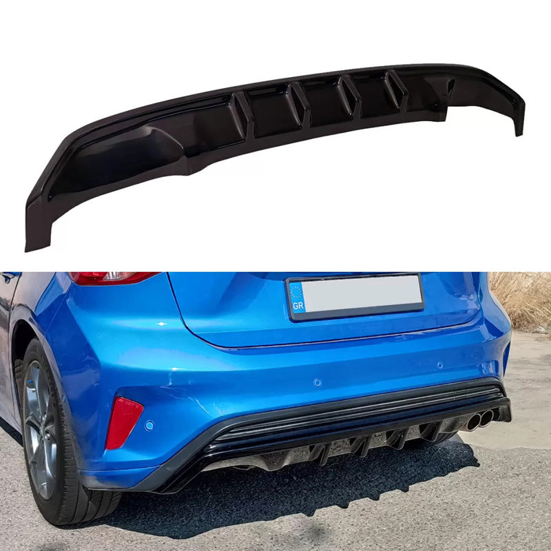 Motordrome, Rear bumper skirt (Diffuser), passer til Ford Focus IV ST-Line HB 2018-2022 (ABS Glossy Black)