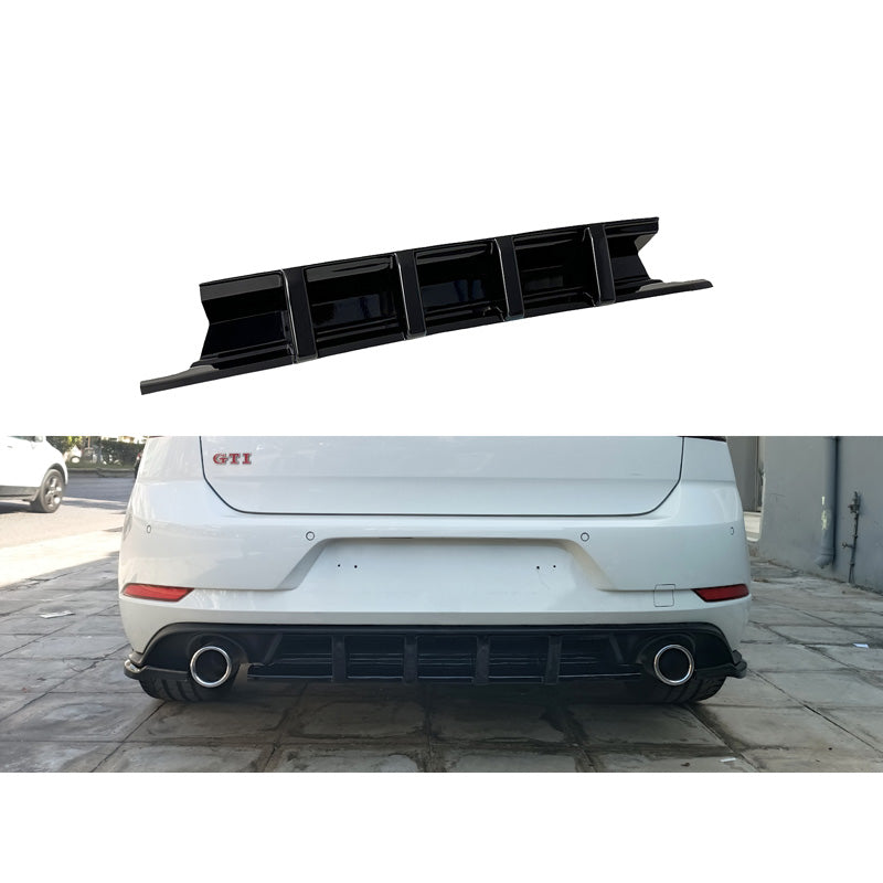 Motordrome, Rear bumper skirt (Diffuser), passer til Volkswagen Golf 7.5 GTI 2017-2020 (ABS Gloss black)