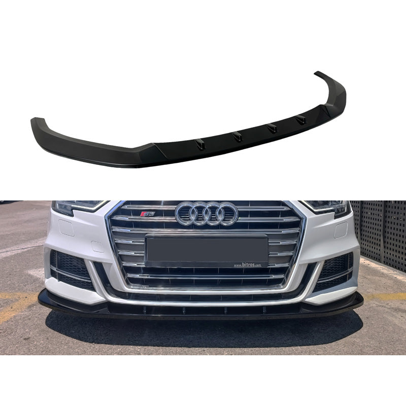 Motordrome, Front spoiler, passer til Audi A3 (8V) S-Line/S3 Hatchback/Sportback 2016-2020 Facelift (ABS Gloss black)