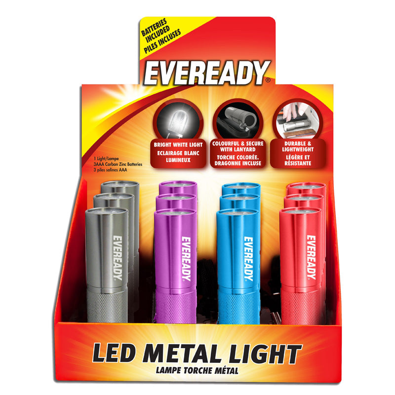 Energizer, Eveready Lommelygte Display - 3AAA - 12 Stk - Forskellige Farver