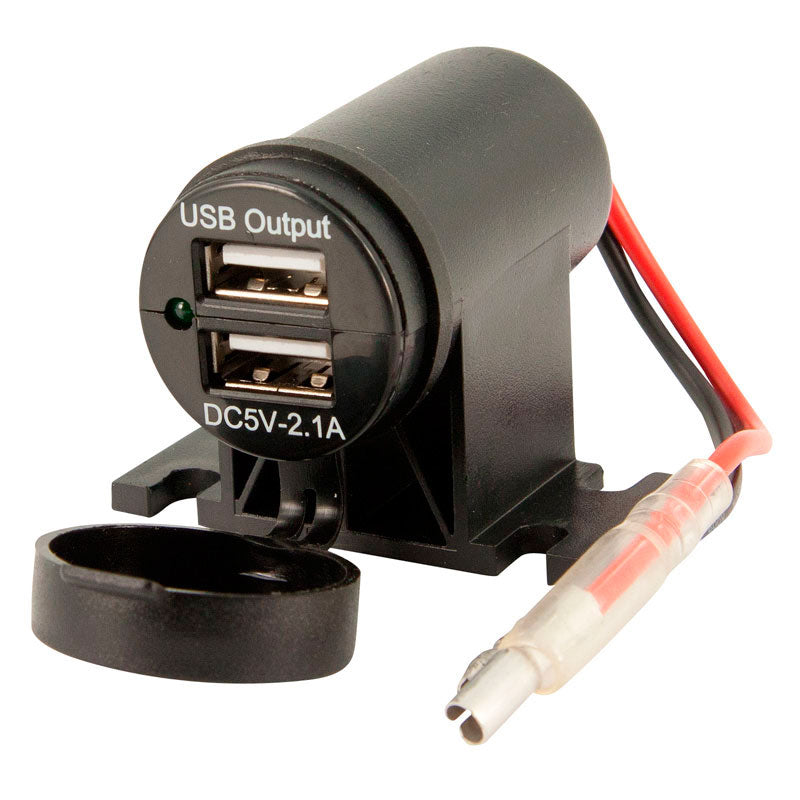 Carpoint, USB Adapter - 2 Porte 5V-2.1A - Sort - Til Console