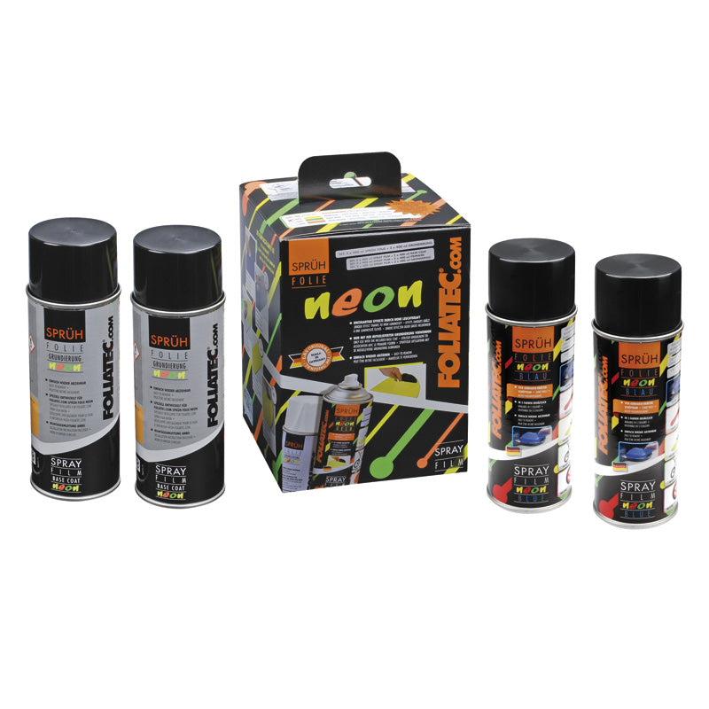 Foliatec Spray Film (Dip) NEON 4-piece Set - blue 2x400ml + base coat 2x400ml