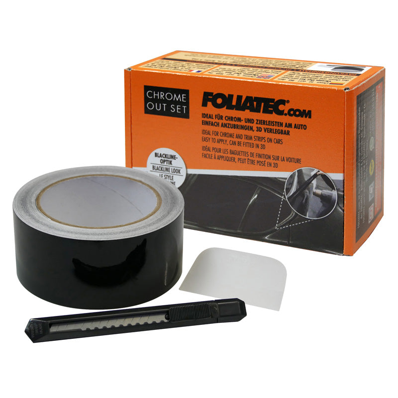 Foliatec 'Chrome Out' Set Black Glossy - Film strip 5cm x 15m