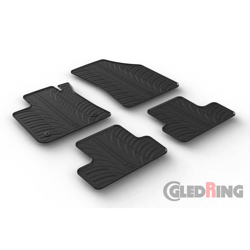 Gledring, Gummimåtter, passer til Renault Megane IV 5 doors/Grandtour/Grand Coupe 2016- (Manual) (T profile 4-dele + klips)