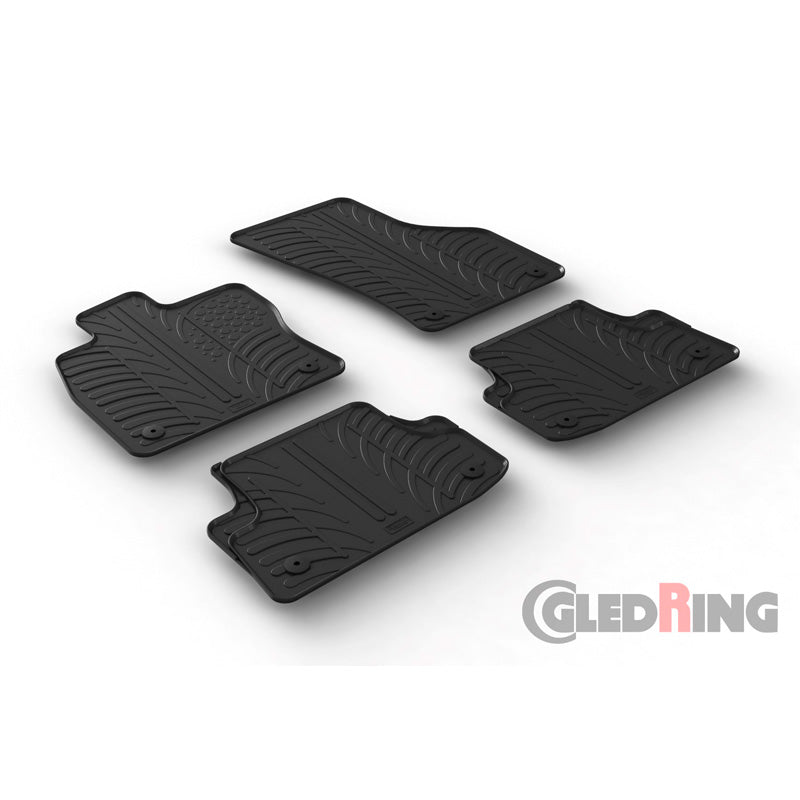 Gledring, Gummimåtter, passer til Audi A3 (8V) HB/Sportback/Sedan 2012-2020 (T profile 4 pieces + klips)