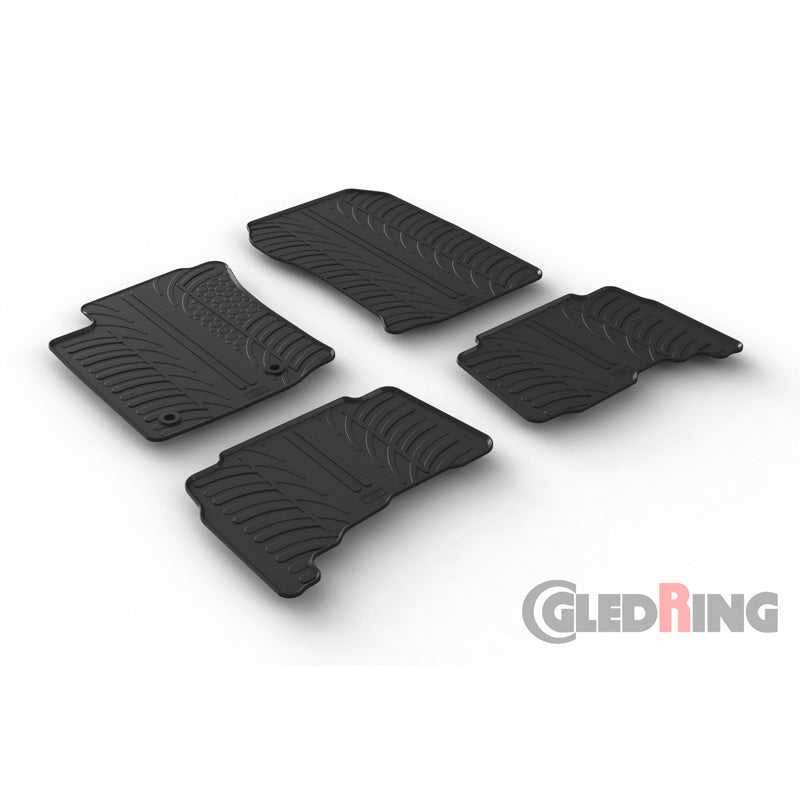 Gledring, Gummimåtter, passer til Toyota Landcruiser Automatic 2013- (T profile 4-dele + klips)