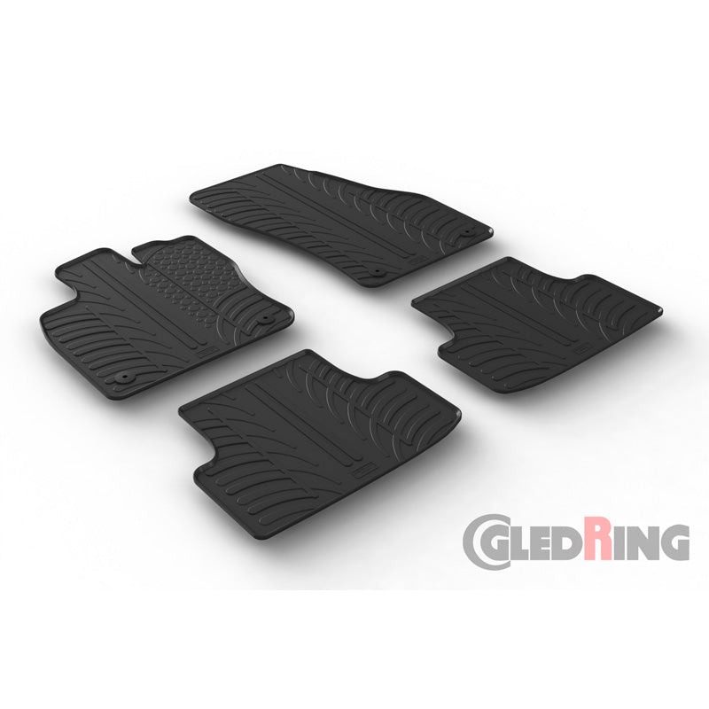 Gledring, Gummimåtter, passer til Seat Ateca / Cupra Ateca 5/2016- (T profile 4-dele + klips)