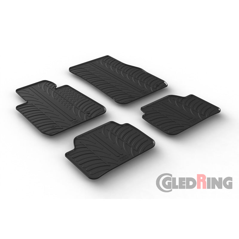 Glidande, Gummimattor, lämplig för BMW 1-serie F20/F21 2011-2019 (T-profil 4 delar + clips)