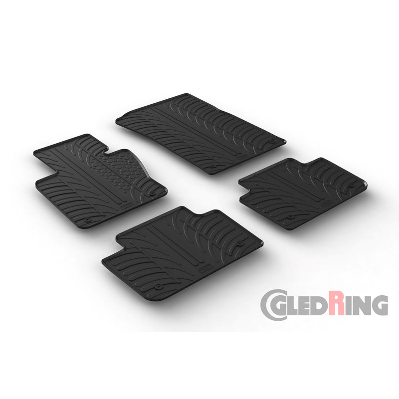 Gledring, Gummimåtter, passer til BMW X3 2004-2010 (T profile 4-dele + klips)