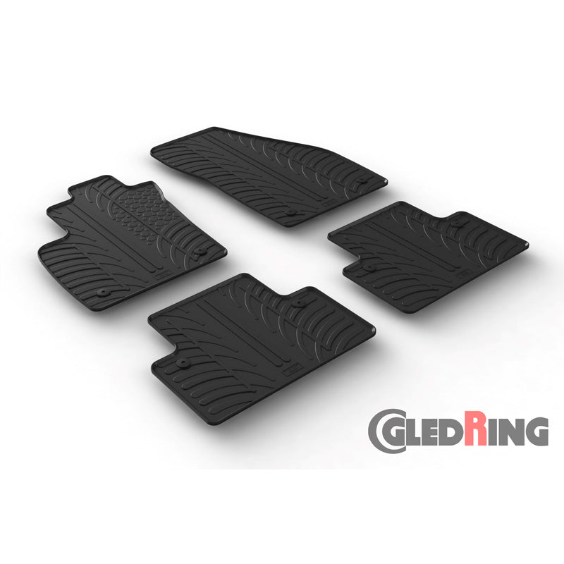 Gledring, Gummimåtter, passer til Volvo S40/V50 2004-2011 (manual) (T profile 4-dele + klips)