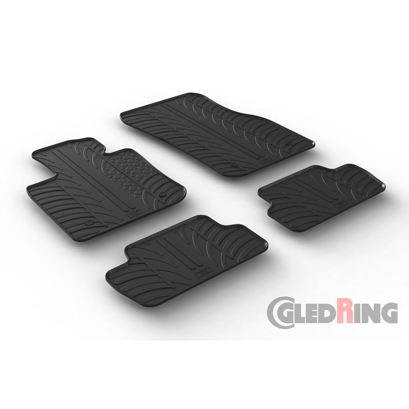 Gledring, Gummimåtter, passer til Mini F56 3-doors 2014- (T profile 4-dele + klips)