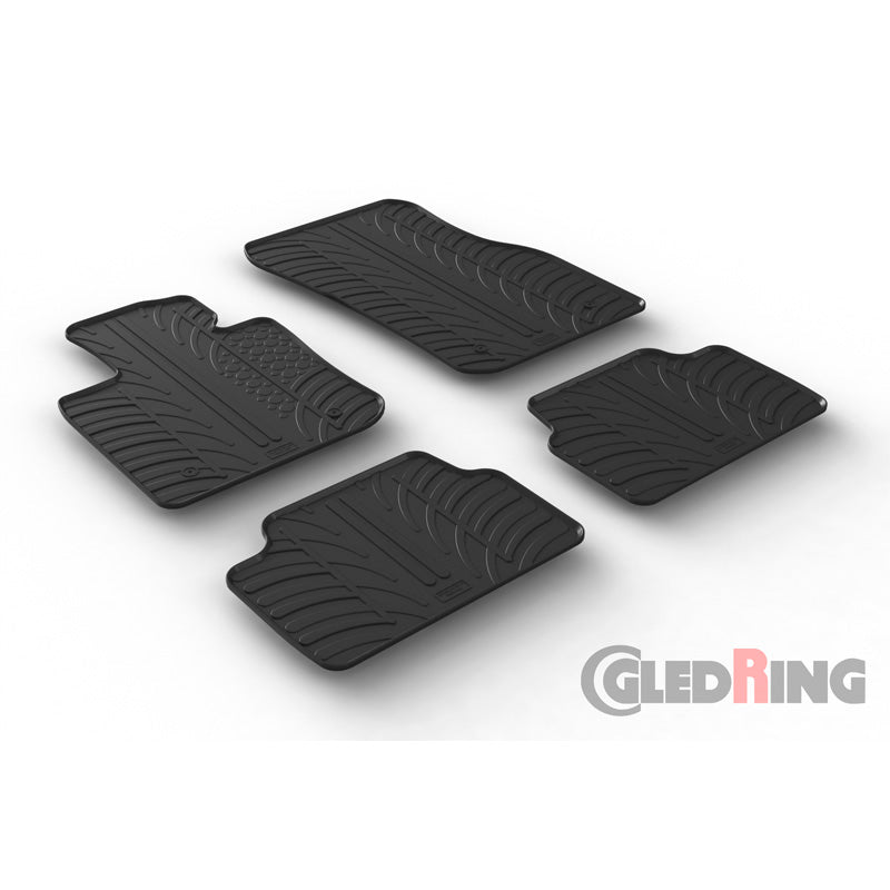 Gledring, Gummimåtter, passer til Mini F55 5-doors 2014- (T profile 4-dele + klips)