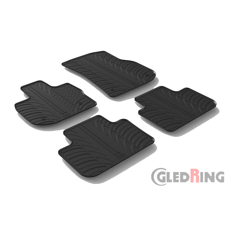 Gledring, Gummimåtter, passer til BMW X3 (G01) 11/2017- & iX3 (G08) 2020- (T profile 4-dele + klips)