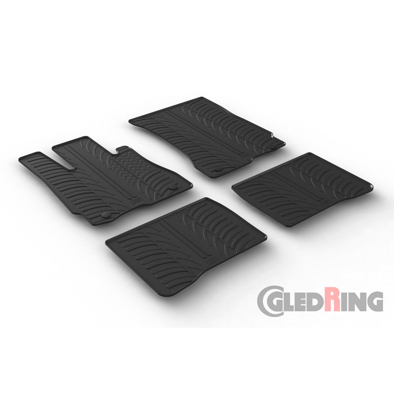 Gledring, Gummimåtter, passer til Mercedes S-Class W221 2005-2013 (T profile 4-dele + klips)